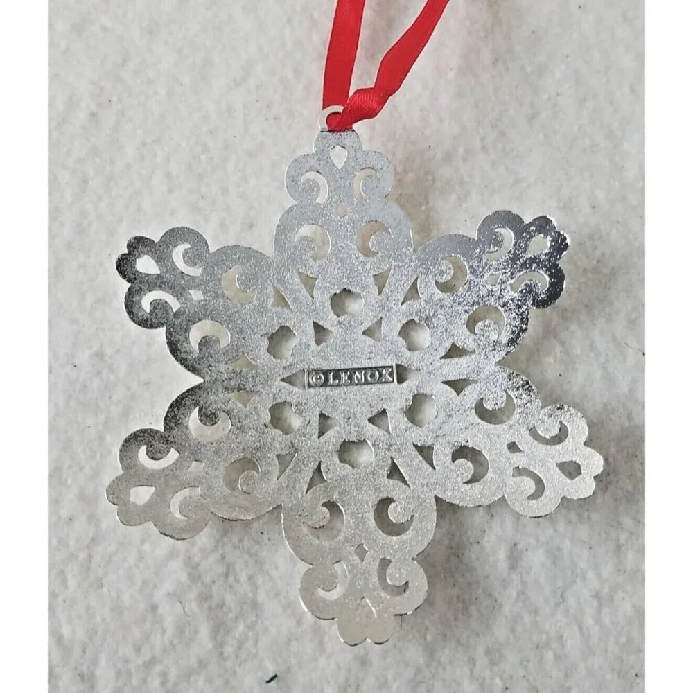 LENOX Sparkle Scroll Multi Crystal Silver‎ Plate snowflake holiday Christmas NIP
